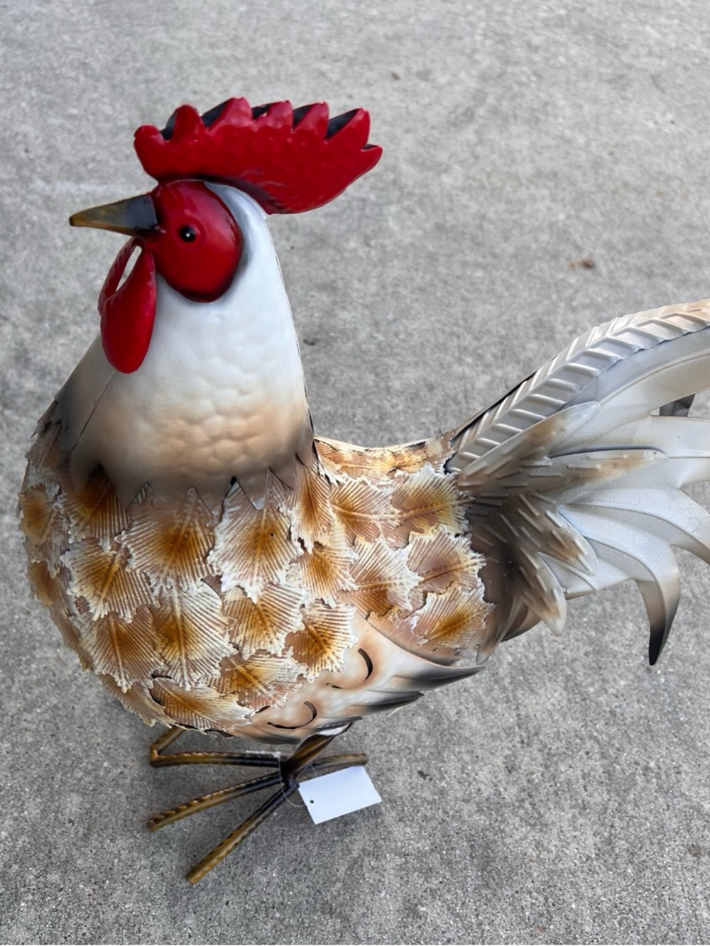 Decorative Rooster Bird Figurine in Red, White and Tan